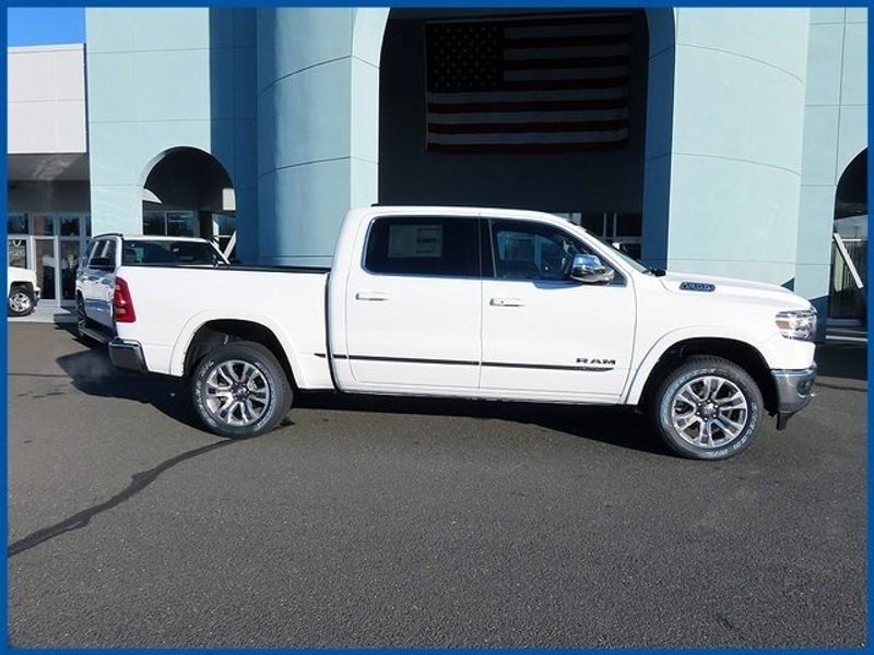 2024 RAM 1500 Limited in a Bright White Clear Coat exterior color and Blackinterior. Papas Jeep Ram In New Britain, CT 860-356-0523 papasjeepram.com 