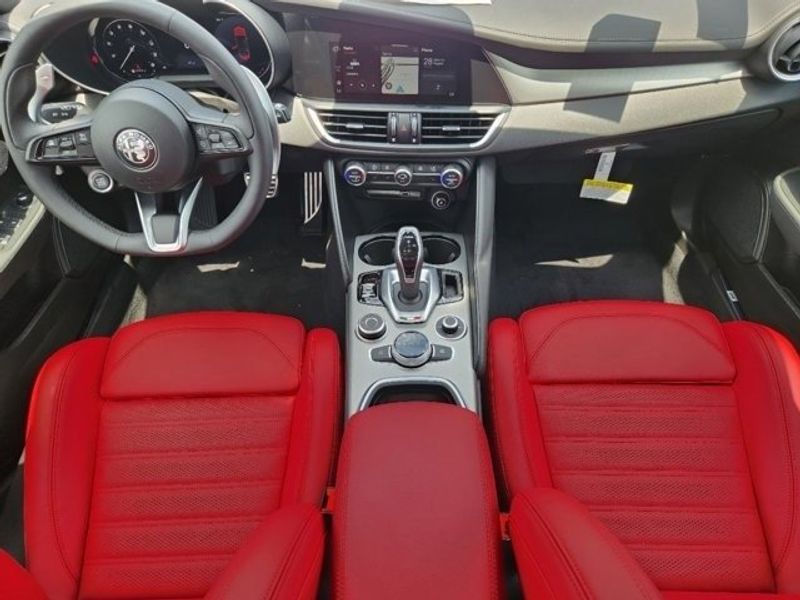 2024 Alfa Romeo Giulia Veloce in a Alfa Rosso exterior color and Blackinterior. Northside Imports Houston 281-475-4549 northsideimportshouston.com 