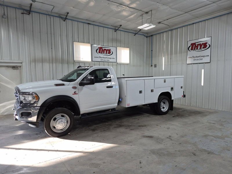 2024 RAM 5500 Chassis Cab Tradesman in a Bright White Clear Coat exterior color and Diesel Gray/Blackinterior. Thys Motor Company 319-318-6640 pixelmotiondemo.com 