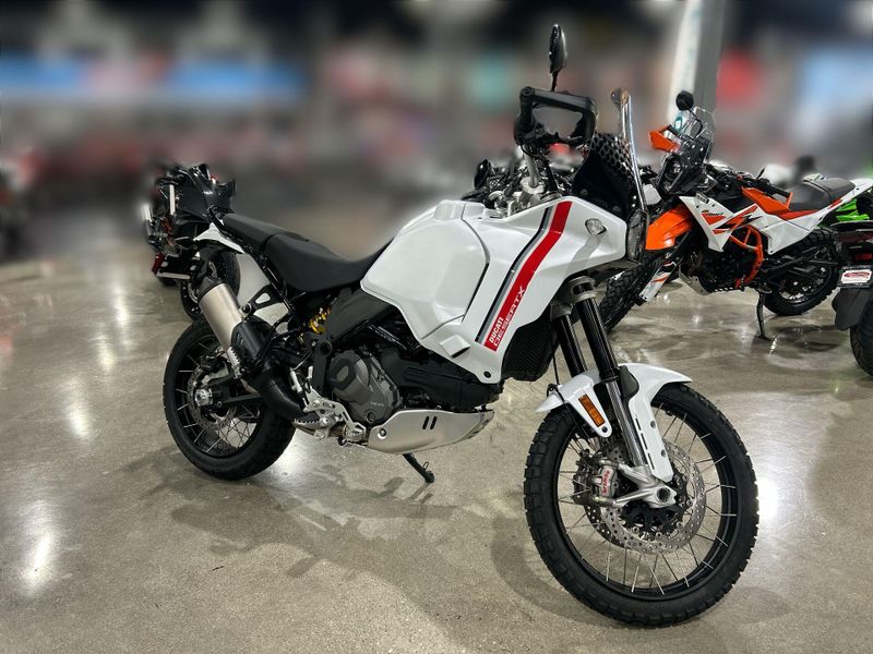 New 2025 Ducati Desertx  in a STAR WHITE SILK exterior color. Del Amo Motorsports of Redondo Beach (424) 390-7811 delamomotorsports.com 