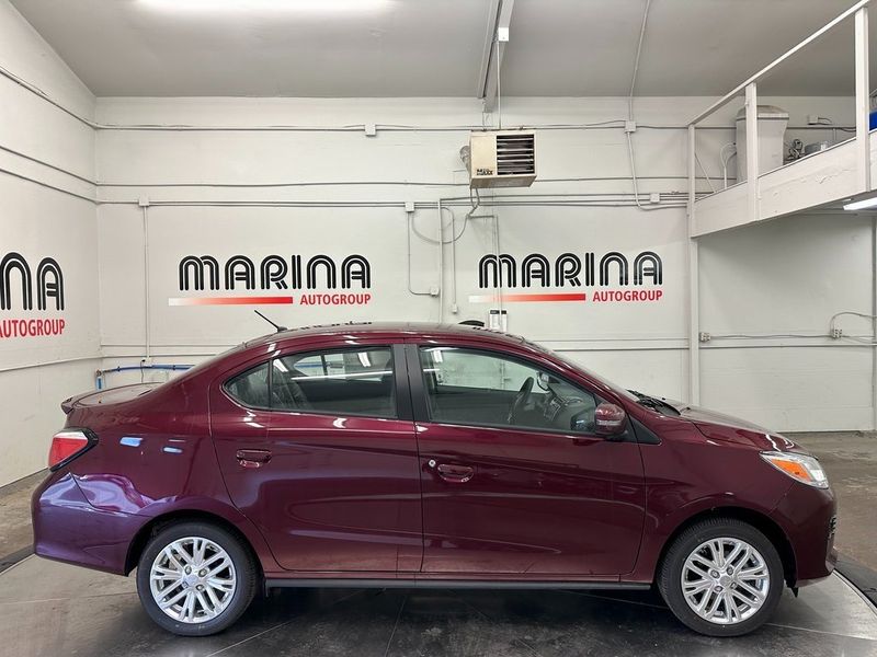 2024 Mitsubishi Mirage G4 SE in a Wine Red Metallic exterior color and Blackinterior. Marina Auto Group (855) 564-8688 marinaautogroup.com 