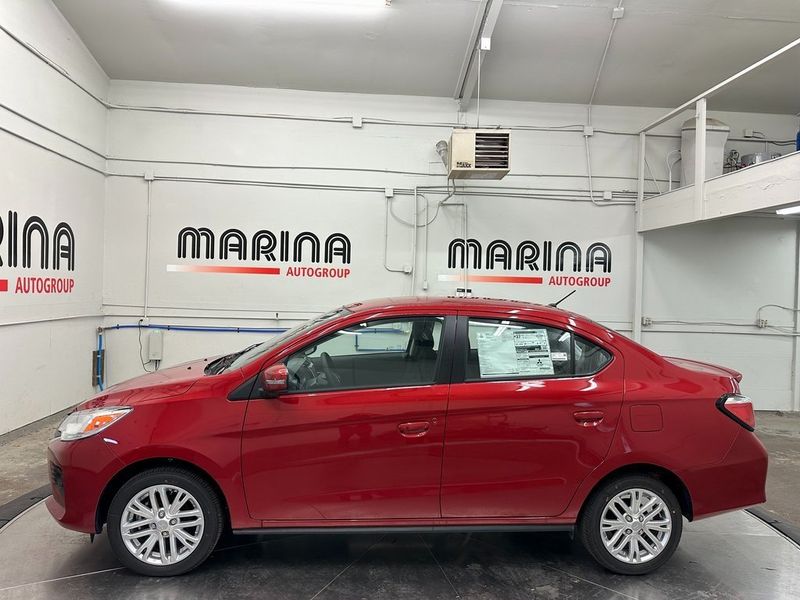 2024 Mitsubishi Mirage G4 SE in a Infrared Metallic exterior color and Blackinterior. Marina Auto Group (855) 564-8688 marinaautogroup.com 