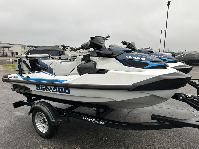 2024 SEADOO PWC GTX FISH 170 AUD BE IBR IDF 24  in a WHITE-BLUE exterior color. Family PowerSports (877) 886-1997 familypowersports.com 