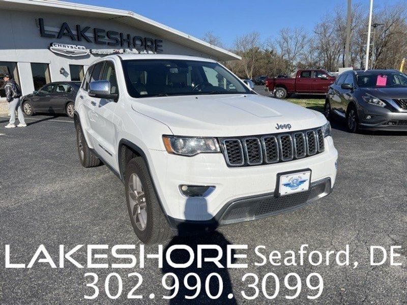 2020 Jeep Grand Cherokee Limited in a Bright White Clear Coat exterior color and Blackinterior. Lakeshore CDJR Seaford 302-213-6058 lakeshorecdjr.com 