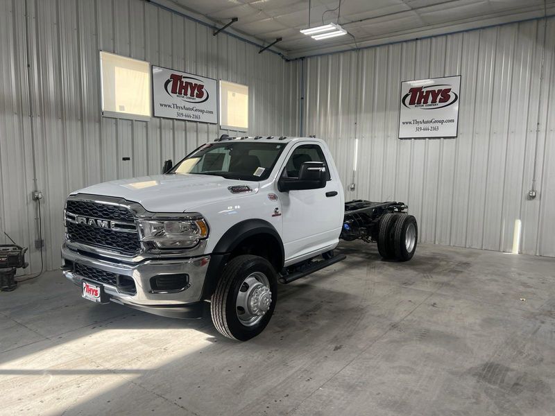 2024 RAM 5500 Chassis Cab Tradesman in a Bright White Clear Coat exterior color and Diesel Gray/Blackinterior. Thys Motor Company 319-318-6640 pixelmotiondemo.com 