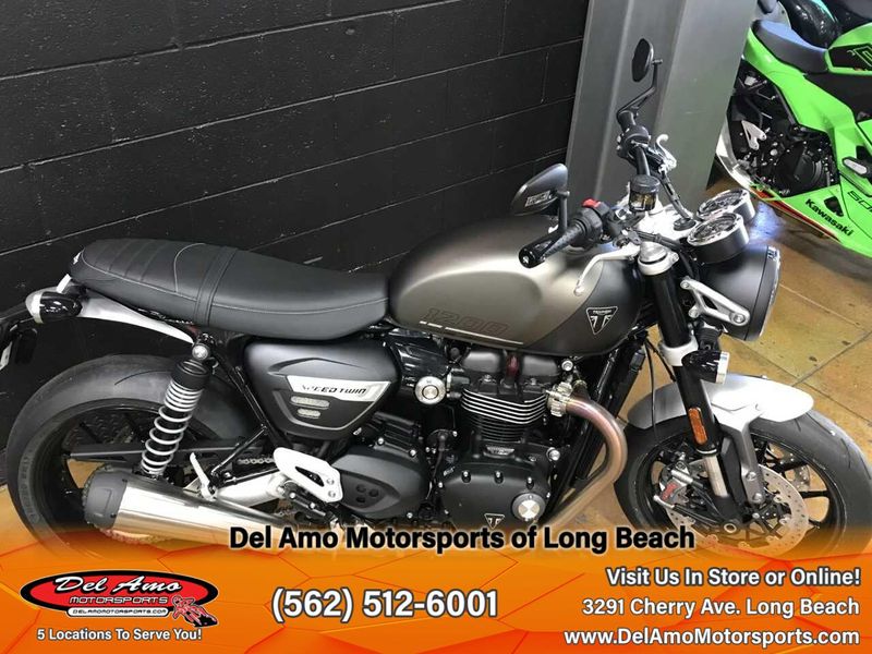 2024 Triumph SPEED TWIN 1200  in a MATTE IRONSTONE/MATTE STORM GREY exterior color. Del Amo Motorsports of Long Beach (562) 362-3160 delamomotorsports.com 