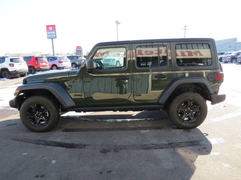 2022 Jeep Wrangler Unlimited Sport S 4x4 in a Sarge Green Clear Coat exterior color and Blackinterior. Militello Motors ​507-200-4344 militellomotors.net 