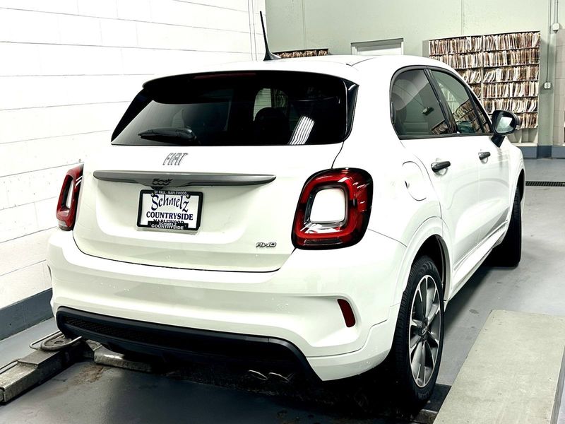 2022 Fiat 500X Sport AWD in a Bianco Gelato (White Clear Coat) exterior color and Black Heated Seatsinterior. Schmelz Countryside SAAB (888) 558-1064 stpaulsaab.com 