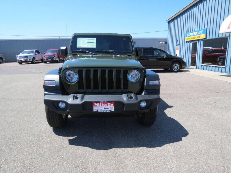 2022 Jeep Wrangler Unlimited Sport S 4x4 in a Sarge Green Clear Coat exterior color and Blackinterior. Militello Motors ​507-200-4344 militellomotors.net 