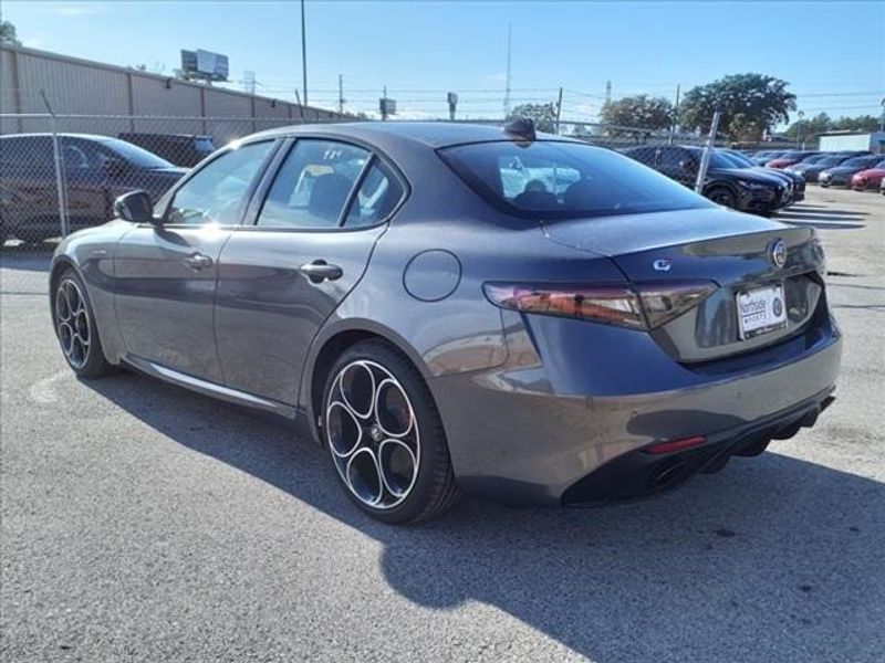 2024 Alfa Romeo Giulia Veloce in a Vesuvio Gray Metallic exterior color and Blackinterior. Northside Imports Houston 281-475-4549 northsideimportshouston.com 