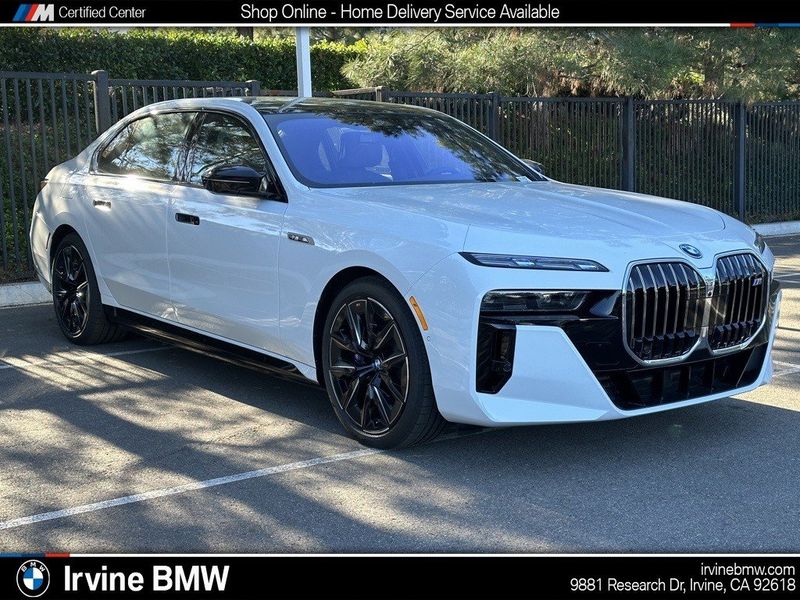 2024 BMW i7  in a Alpine White exterior color and Black/Atlas Greyinterior. SHELLY AUTOMOTIVE shellyautomotive.com 