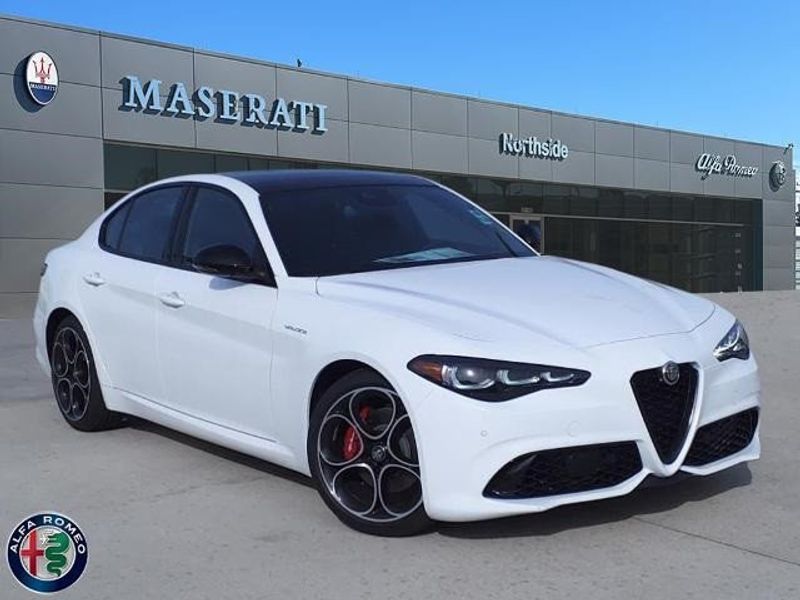 2024 Alfa Romeo Giulia Veloce in a Alfa White exterior color and Blackinterior. Northside Imports Houston 281-475-4549 northsideimportshouston.com 