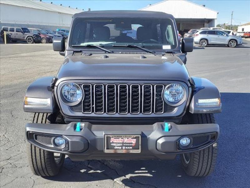 2024 Jeep Wrangler Sport S 4xe in a Granite Crystal Metallic Clear Coat exterior color and Blackinterior. Perris Valley Auto Center 951-657-6100 perrisvalleyautocenter.com 