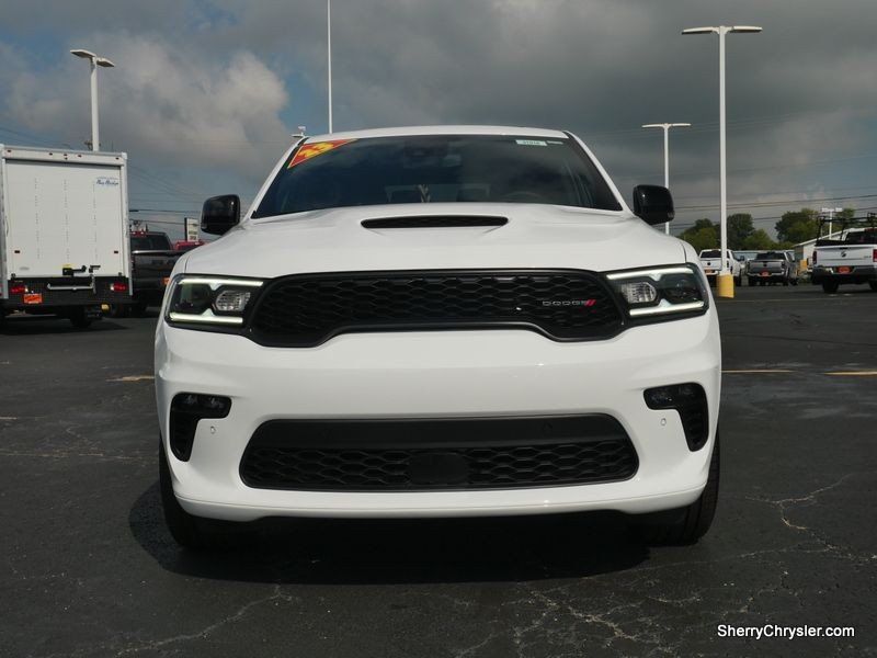 2023 Dodge Durango R/T Plus Awd in a White Knuckle Clear Coat exterior color and Black/Ebony/Redinterior. Paul Sherry Chrysler Dodge Jeep RAM (937) 749-7061 sherrychrysler.net 