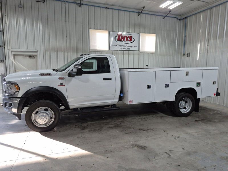 2024 RAM 5500 Chassis Cab Tradesman in a Bright White Clear Coat exterior color and Diesel Gray/Blackinterior. Thys Motor Company 319-318-6640 pixelmotiondemo.com 