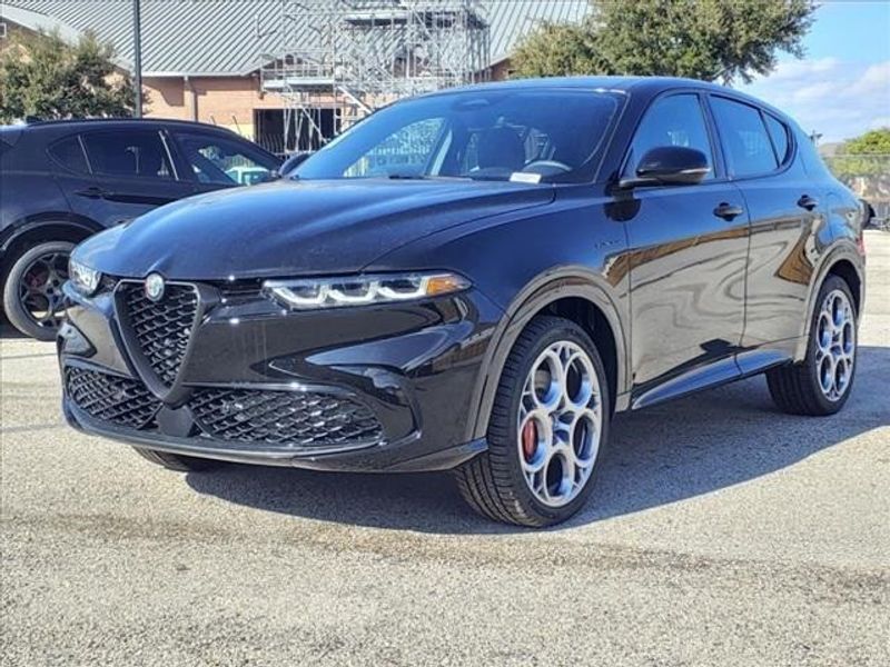 2024 Alfa Romeo Tonale Veloce in a Alfa Black exterior color and Blackinterior. Northside Imports Houston 281-475-4549 northsideimportshouston.com 