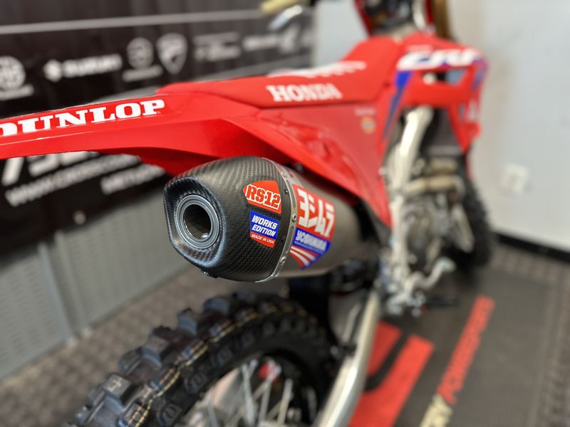 2023 Honda CRF450RWE in a Red exterior color. Cross Country Powersports 732-491-2900 crosscountrypowersports.com 