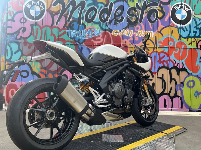 2022 Triumph SPEED TRIPLE RR in a Crystal White exterior color. BMW Motorcycles of Modesto 209-524-2955 bmwmotorcyclesofmodesto.com 