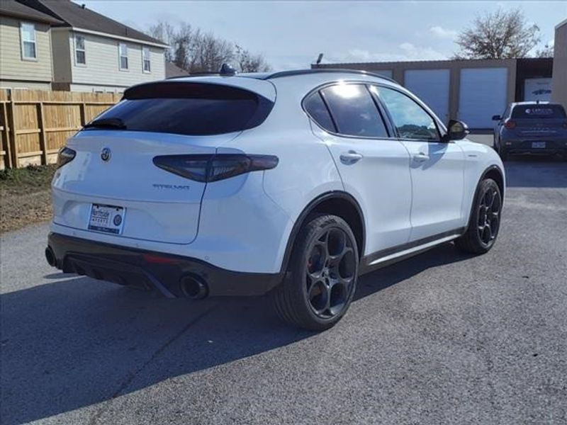 2024 Alfa Romeo Stelvio Veloce in a Alfa White exterior color and Blackinterior. Northside Imports Houston 281-475-4549 northsideimportshouston.com 