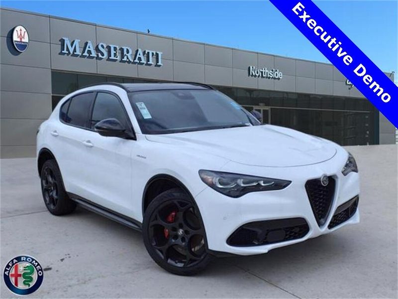 2024 Alfa Romeo Stelvio Veloce in a Alfa White exterior color and Blackinterior. Northside Imports Houston 281-475-4549 northsideimportshouston.com 