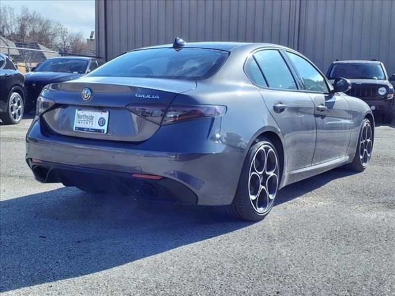 2024 Alfa Romeo Giulia Veloce in a Vesuvio Gray Metallic exterior color and Blackinterior. Northside Imports Houston 281-475-4549 northsideimportshouston.com 