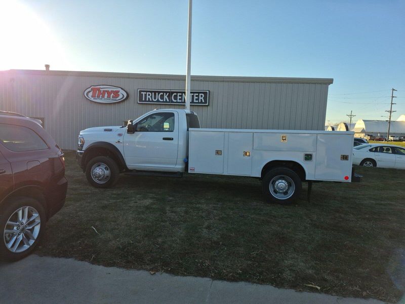 2024 RAM 5500 Chassis Cab Tradesman in a Bright White Clear Coat exterior color and Diesel Gray/Blackinterior. Thys Motor Company 319-318-6640 pixelmotiondemo.com 