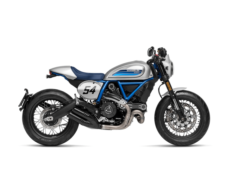 2019 Ducati Scrambler Cafe Racer in a Blue / Silver exterior color. San Jose BMW Motorcycles 555-555-5555 sjbmw.com 