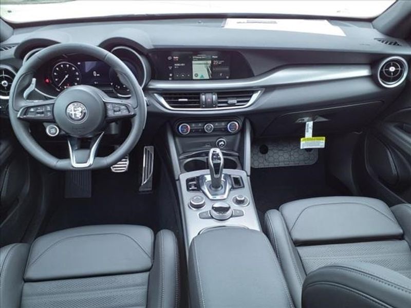 2024 Alfa Romeo Stelvio Veloce in a Alfa White exterior color and Blackinterior. Northside Imports Houston 281-475-4549 northsideimportshouston.com 