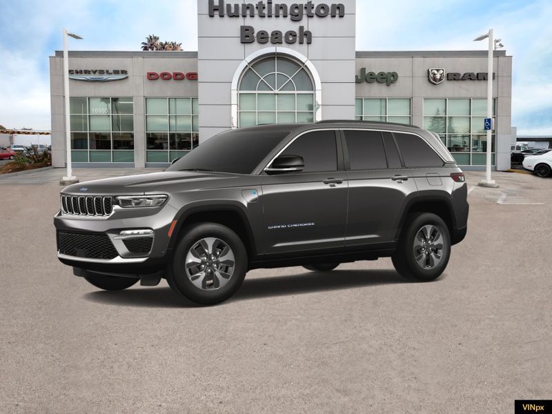 2023 Jeep Grand Cherokee 4xe Base 4x4 in a Baltic Gray exterior color and Global Blackinterior. BEACH BLVD OF CARS beachblvdofcars.com 