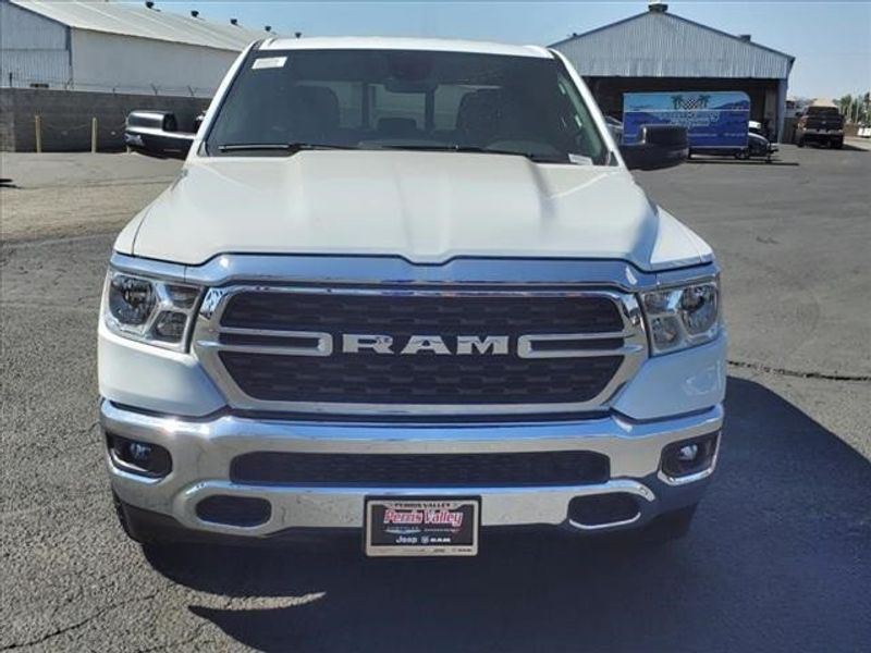 2024 RAM 1500 Big Horn Lone Star in a Bright White Clear Coat exterior color and Blackinterior. Perris Valley Auto Center 951-657-6100 perrisvalleyautocenter.com 