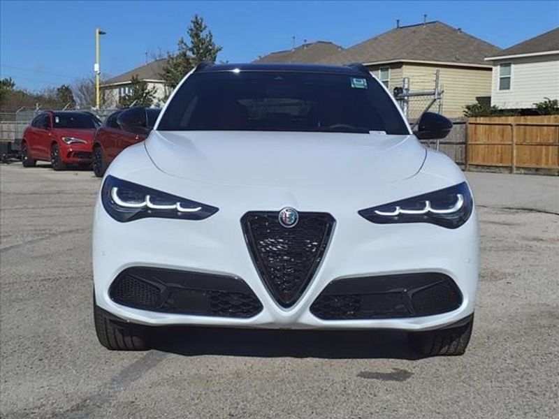 2024 Alfa Romeo Stelvio Veloce in a Alfa White exterior color and Blackinterior. Northside Imports Houston 281-475-4549 northsideimportshouston.com 