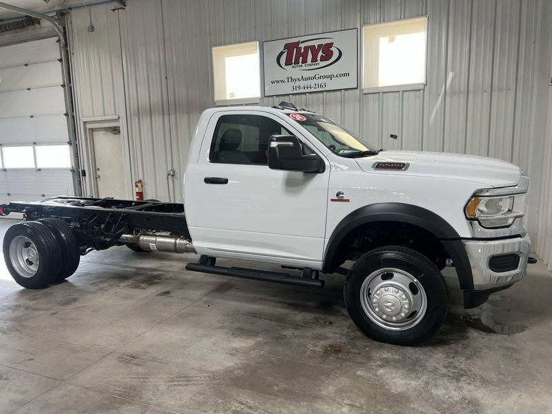 2024 RAM 5500 Chassis Cab Tradesman in a Bright White Clear Coat exterior color and Diesel Gray/Blackinterior. Thys Motor Company 319-318-6640 pixelmotiondemo.com 