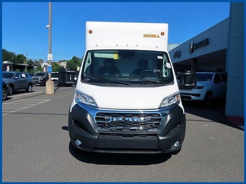 2023 RAM ProMaster Low Roof in a Bright White Clear Coat exterior color and Blackinterior. Papas Jeep Ram In New Britain, CT 860-356-0523 papasjeepram.com 