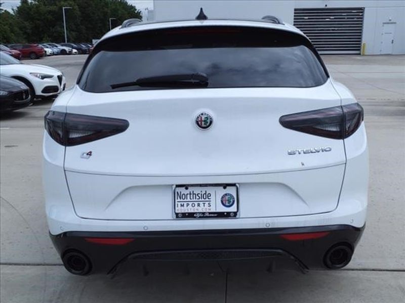 2024 Alfa Romeo Stelvio Veloce in a Alfa White exterior color and Blackinterior. Northside Imports Houston 281-475-4549 northsideimportshouston.com 