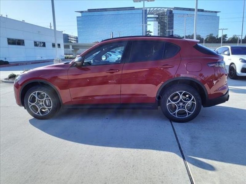 2024 Alfa Romeo Stelvio Sprint in a Alfa Rosso exterior color and Blackinterior. Northside Imports Houston 281-475-4549 northsideimportshouston.com 