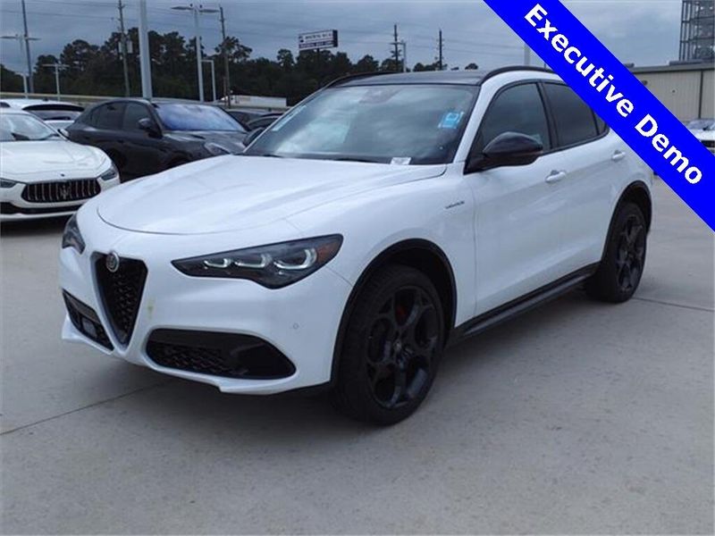 2024 Alfa Romeo Stelvio Veloce in a Alfa White exterior color and Blackinterior. Northside Imports Houston 281-475-4549 northsideimportshouston.com 