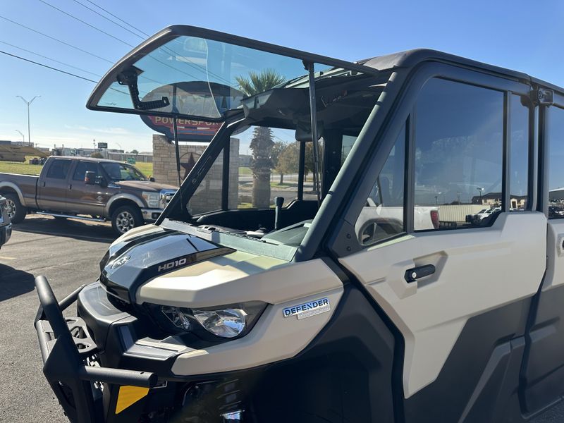 2025 CAN-AM DEFENDER MAX LIMITED CAB HD10 DESERT TAN AND STEALTH BLACK in a DESERT TAN AND STEALTH BLACK exterior color. Family PowerSports (877) 886-1997 familypowersports.com 