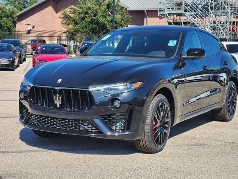 2024 Maserati Levante Modena in a Black exterior color and Black/Redinterior. Northside Imports Houston 281-475-4549 northsideimportshouston.com 