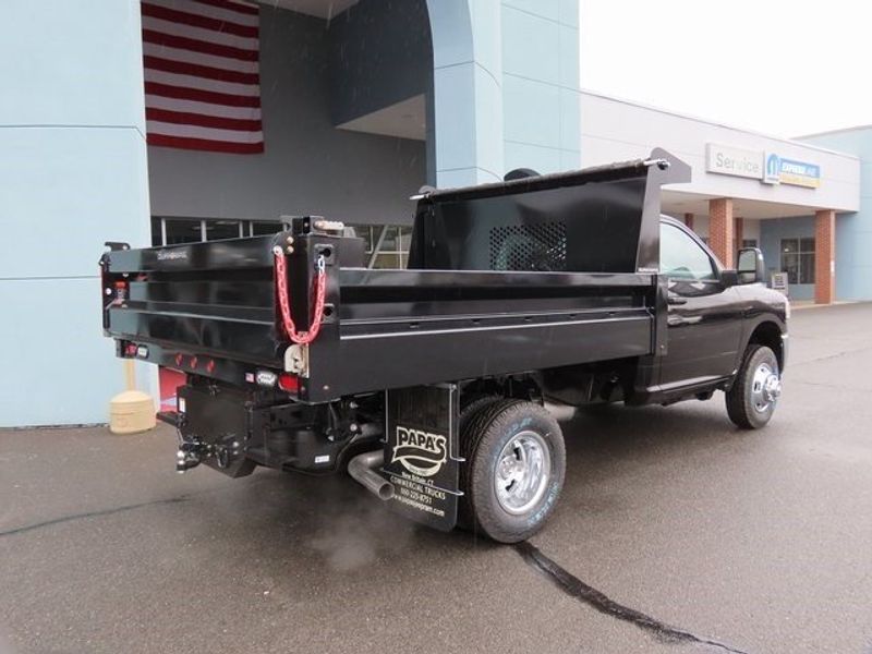 2023 RAM 3500 Chassis Cab Tradesman in a Diamond Black Crystal Pearl Coat exterior color and Diesel Gray/Blackinterior. Papas Jeep Ram In New Britain, CT 860-356-0523 papasjeepram.com 