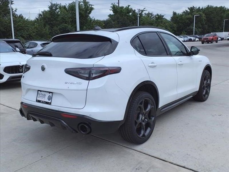 2024 Alfa Romeo Stelvio Veloce in a Alfa White exterior color and Blackinterior. Northside Imports Houston 281-475-4549 northsideimportshouston.com 