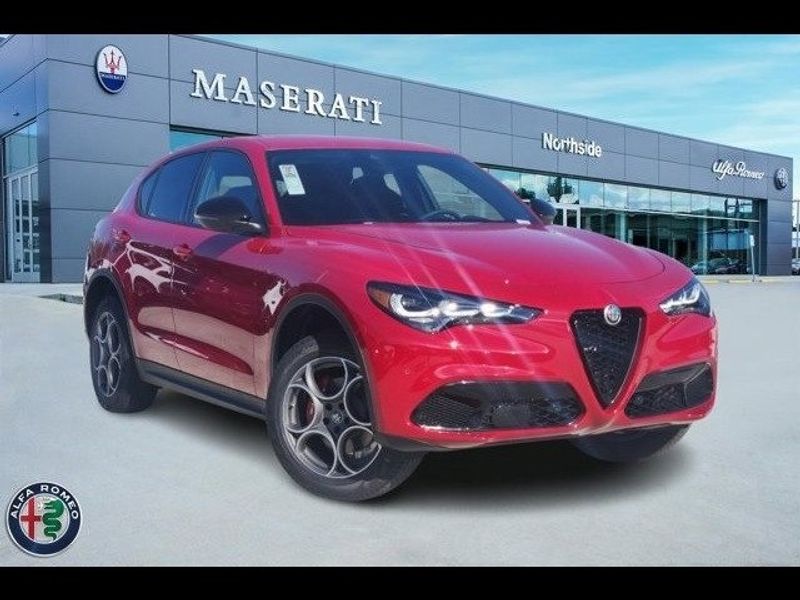 2024 Alfa Romeo Stelvio Sprint Rwd in a Alfa Rosso (Red) exterior color and Blackinterior. Northside Alfa Romeo of Houston 281-475-4549 alfaromeousaofnorthhouston.com 