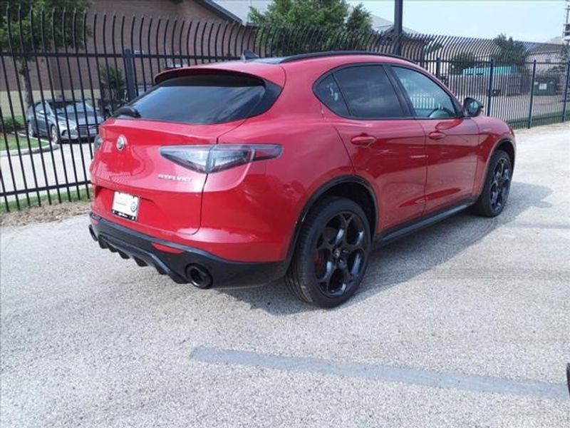 2024 Alfa Romeo Stelvio Veloce in a Alfa Rosso exterior color and Blackinterior. Northside Imports Houston 281-475-4549 northsideimportshouston.com 