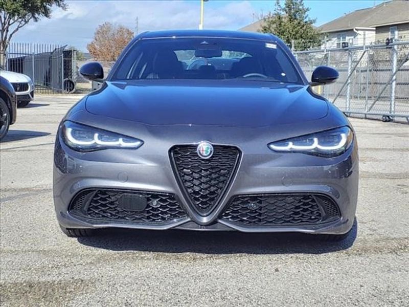 2024 Alfa Romeo Giulia Veloce in a Vesuvio Gray Metallic exterior color and Blackinterior. Northside Imports Houston 281-475-4549 northsideimportshouston.com 