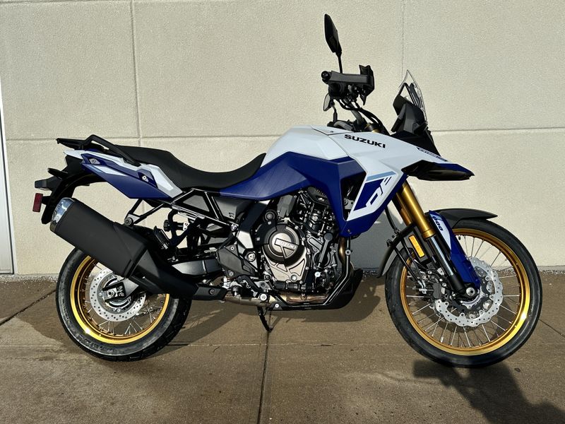 2024 Suzuki VStrom 800 Adventure in a WHITE exterior color. Cross Country Powersports 732-491-2900 crosscountrypowersports.com 