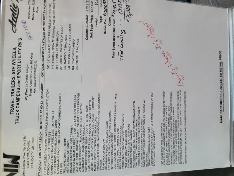 New 2026 NORTHWOOD MFG ARCTIC FOX 990 Image 19