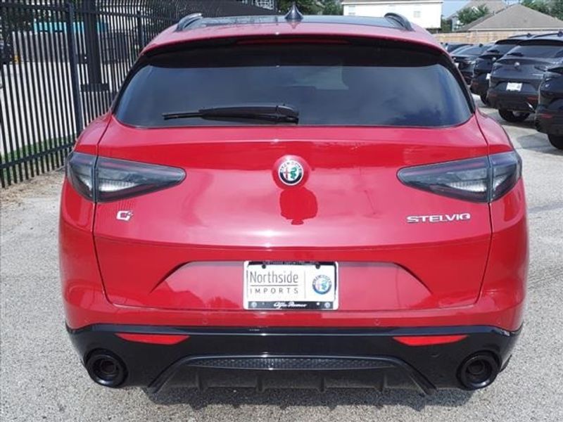 2024 Alfa Romeo Stelvio Veloce in a Alfa Rosso exterior color and Blackinterior. Northside Imports Houston 281-475-4549 northsideimportshouston.com 