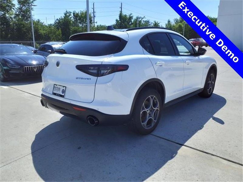 2024 Alfa Romeo Stelvio Sprint in a Alfa White exterior color and Blackinterior. Northside Imports Houston 281-475-4549 northsideimportshouston.com 