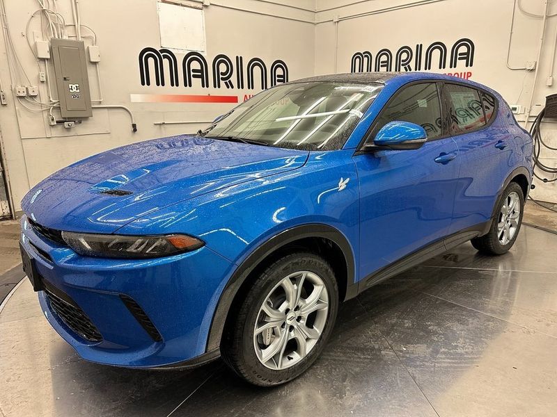 2024 Dodge Hornet R/T Plus Eawd in a Blu Bayou exterior color and Blackinterior. Marina Auto Group (855) 564-8688 marinaautogroup.com 