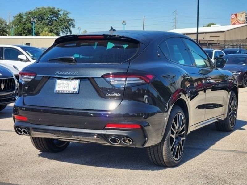 2024 Maserati Levante Modena in a Black exterior color and Black/Redinterior. Northside Imports Houston 281-475-4549 northsideimportshouston.com 