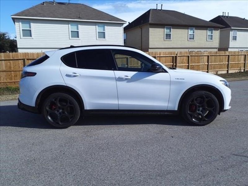 2024 Alfa Romeo Stelvio Veloce in a Alfa White exterior color and Blackinterior. Northside Imports Houston 281-475-4549 northsideimportshouston.com 